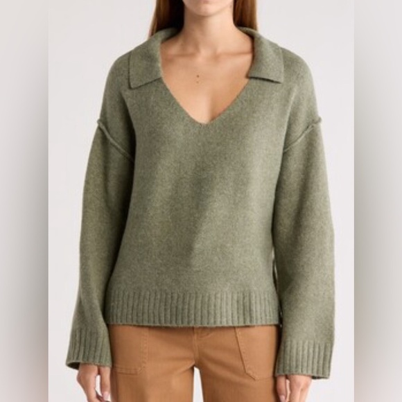 ABOUND COZY POLO SWEATER IN GREEN LICHEN IN SIZE XXL NWT - Picture 1 of 10